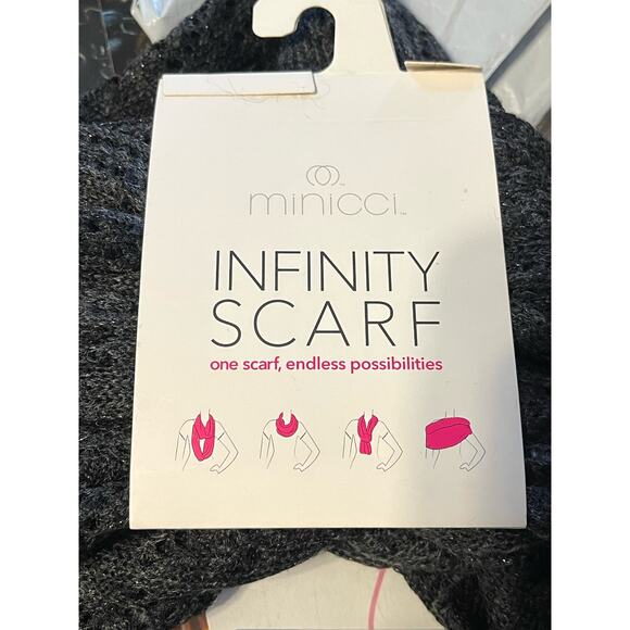 Minicci Women's Gray and Metallic Silver Threaded Infinity Scarf NWT - Picture 8 of 9